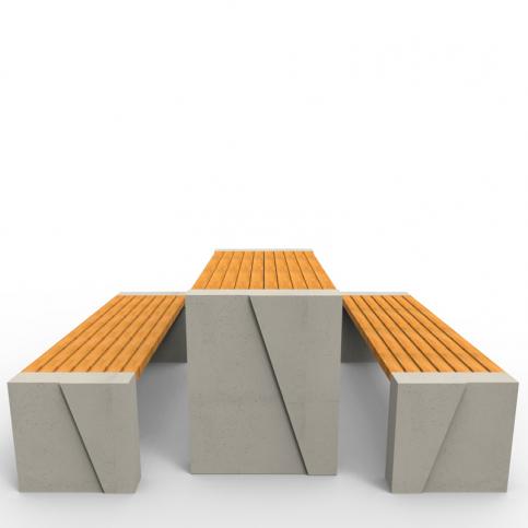 Zestaw piknikowy WISA deco w wersji z dwoma ławkami WISA deco bez oparcia oraz stołem WISA deco.